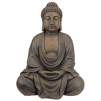 Meditative Buddha of the Grand Temple Statue: Basalt Finish, Medium