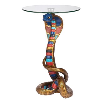 Renenutet Egyptian Cobra Snake Goddess Glass-Topped Sculptural Table