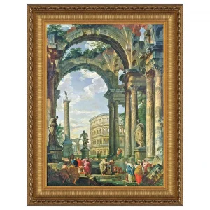 Roman Capriccio Framed Canvas Replica Painting: Grande
