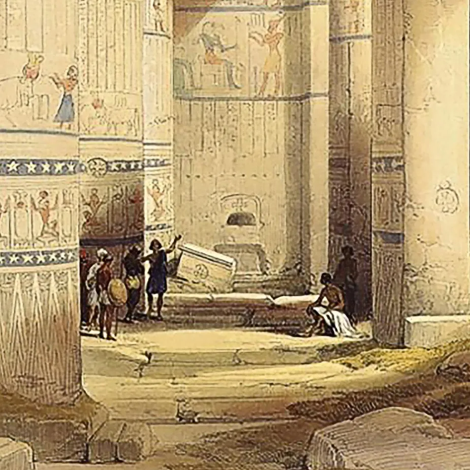 Egyptian Grand Portico Philae Framed Canvas Replica Painting: Small