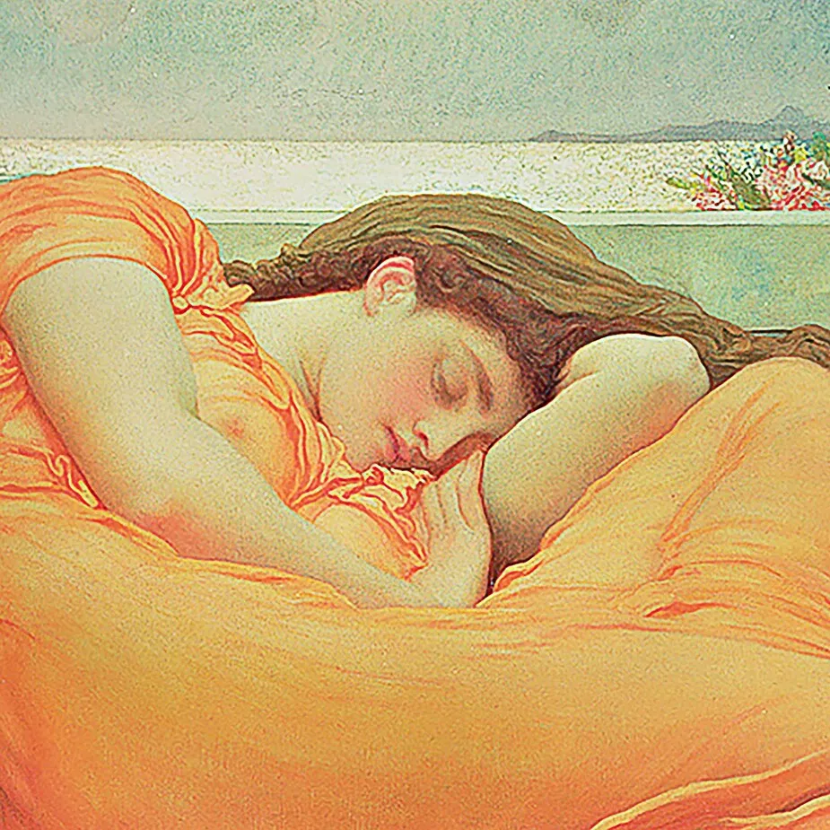 Flaming June Framed Canvas Replica Painting: Small