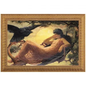 The Night Raven Sings, Framed Canvas Replica Painting: Large