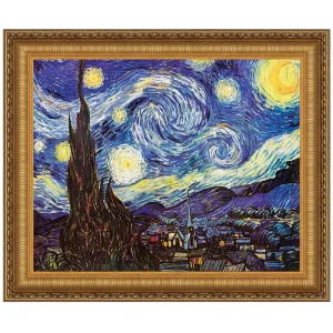 Starry Night Framed Canvas Replica Painting: Grande