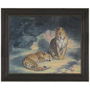 A Pair of Leopards Framed Canvas Replica Painting: Medium