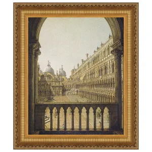 Interior Court of the Doge's Palace Framed Canvas Replica Painting: Small