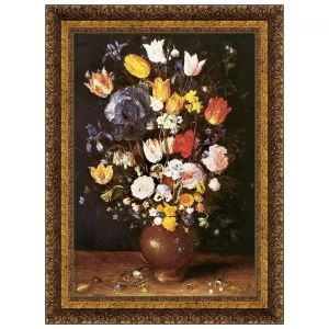 Bouquet of Flowers Framed Canvas Replica Painting: Grande