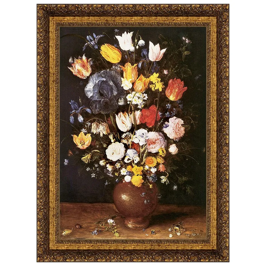 Bouquet of Flowers Framed Canvas Replica Painting: Grande
