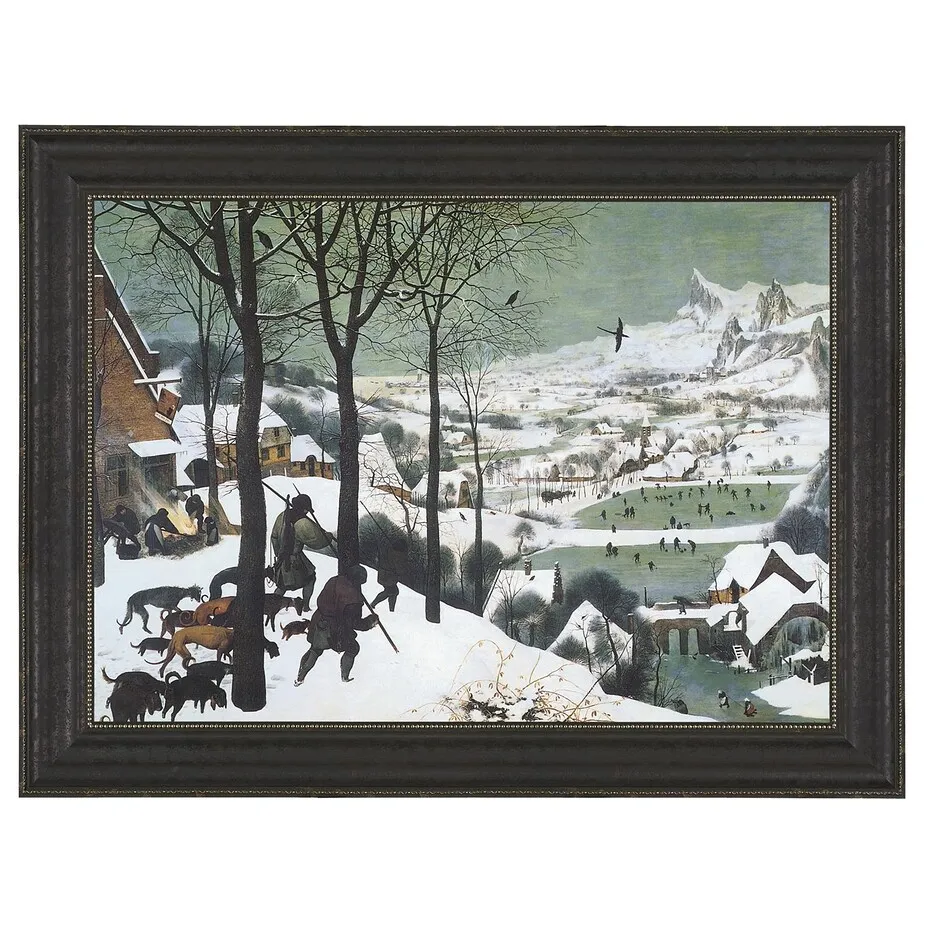 The Hunters in the Snow Framed Canvas Replica Painting: Grande