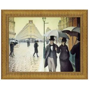 Rue du Paris Rainy Day Framed Canvas Replica Painting: Grande