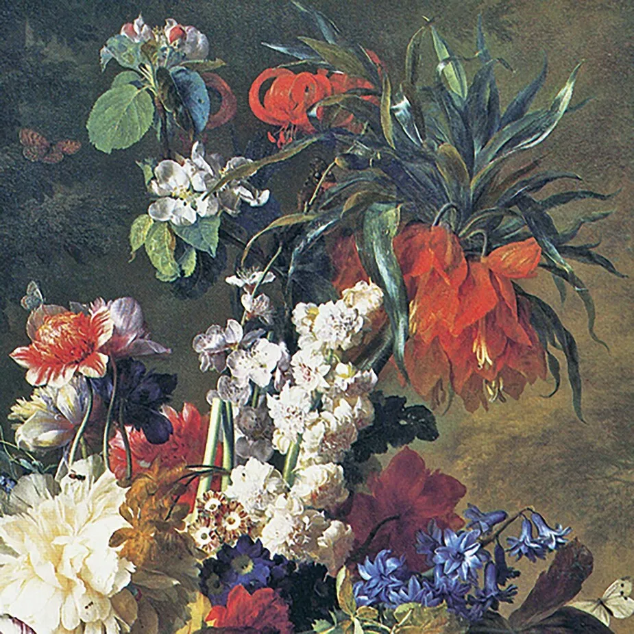 Bouquet of Flowers in an Urn Framed Canvas Replica Painting: Medium