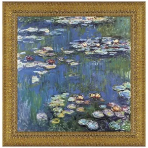 Waterlilies Framed Canvas Replica Painting: Large