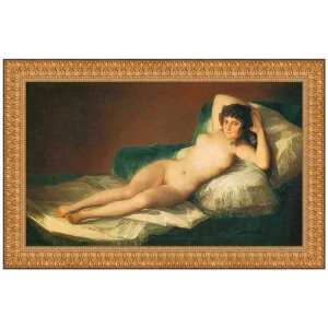 The Nude Maja (La Maja Desnuda) Framed Canvas Replica Painting: Medium