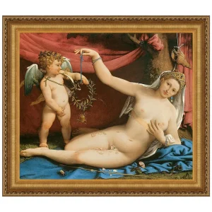 Venus and Cupid Framed Canvas Replica Painting: Medium