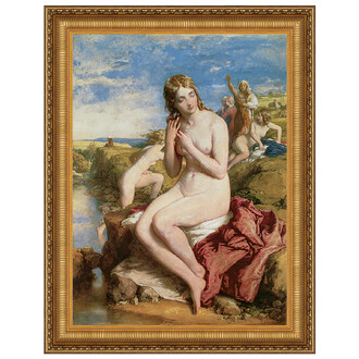 Bathers Surprised Framed Canvas Replica Painting: Small