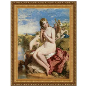 Bathers Surprised Framed Canvas Replica Painting: Small