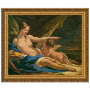 Venus and Cupid Framed Canvas Replica Painting: Grande