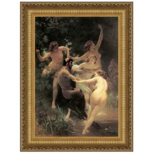 Nymphs and Satyr Framed Canvas Replica Painting: Medium