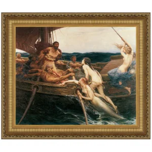 Ulysses and the Sirens Framed Canvas Replica Painting: Large