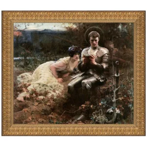 The Temptation of Sir Percival Framed Canvas Replica Painting: Large