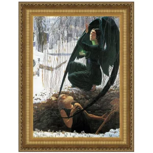 The Death of the Gravedigger Framed Canvas Replica Painting: Large