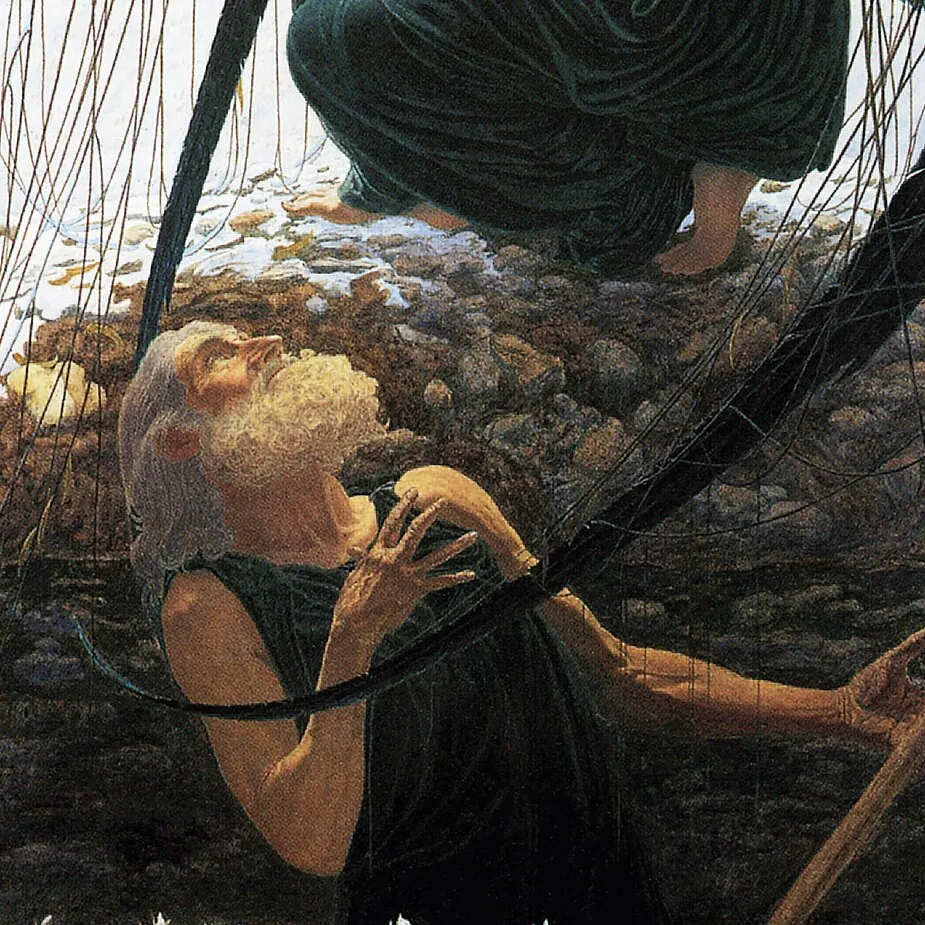The Death of the Gravedigger Framed Canvas Replica Painting: Grande
