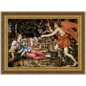 Love and the Maiden Framed Canvas Replica Painting: Grande