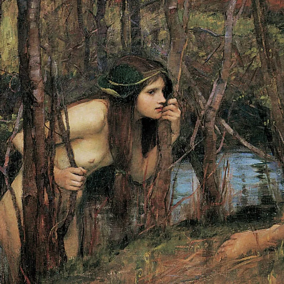 A Naiad Framed Canvas Replica Painting: Medium