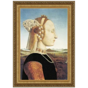 Portrait of Battista Sforza Framed Canvas Replica Painting: Large