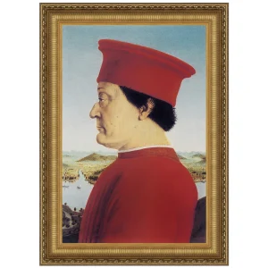 Portrait of Federico da Montefeitro Framed Canvas Replica Painting: Medium
