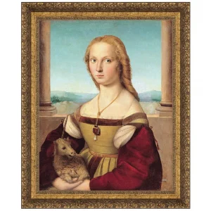 Young Woman with Unicorn Framed Canvas Replica Painting: Small
