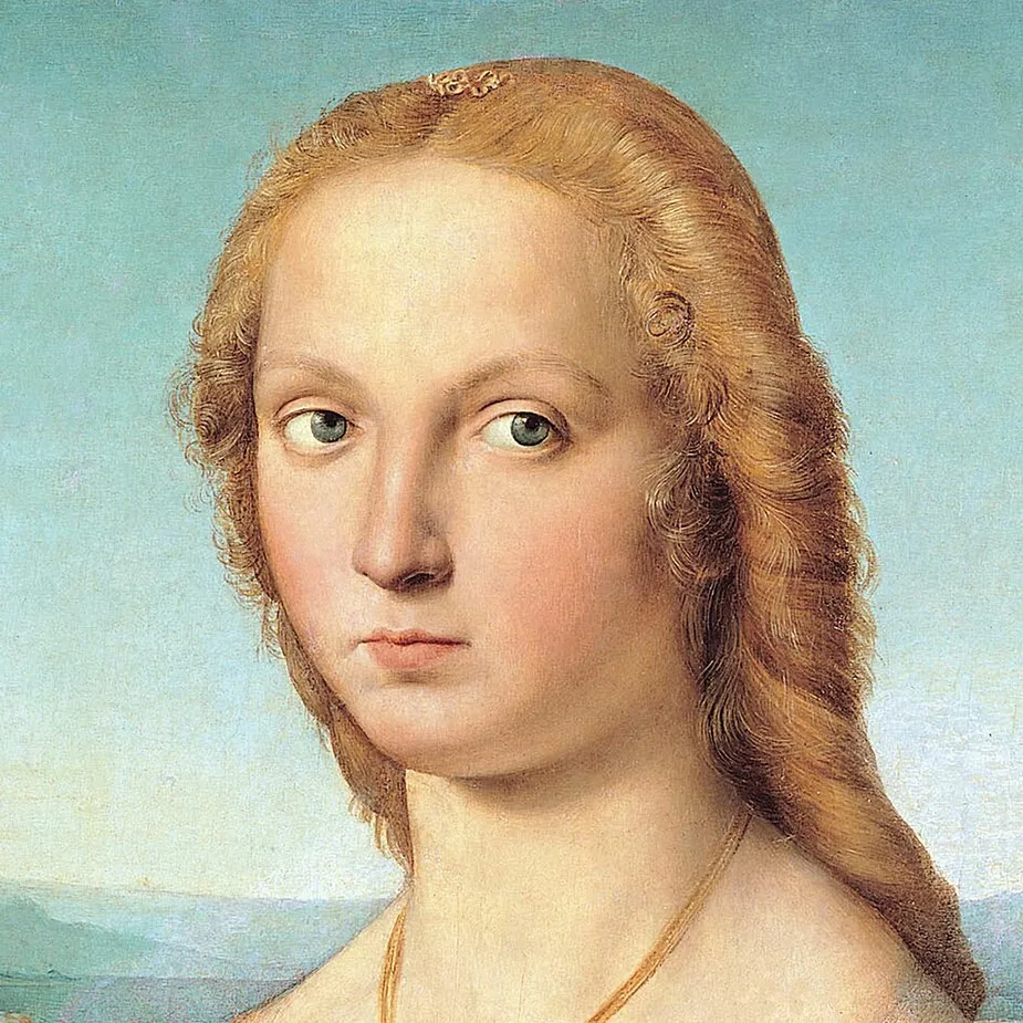 Young Woman with Unicorn Framed Canvas Replica Painting: Large