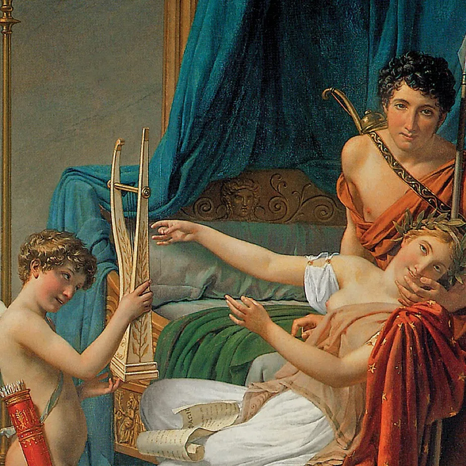 Sappho and Phaon Framed Canvas Replica Painting: Medium