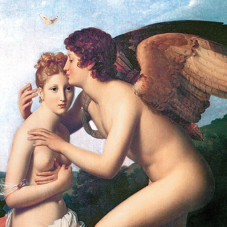Psyche and Cupid Framed Canvas Replica Painting: Medium