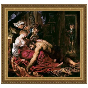 Samson and Delilah Framed Canvas Replica Painting: Small