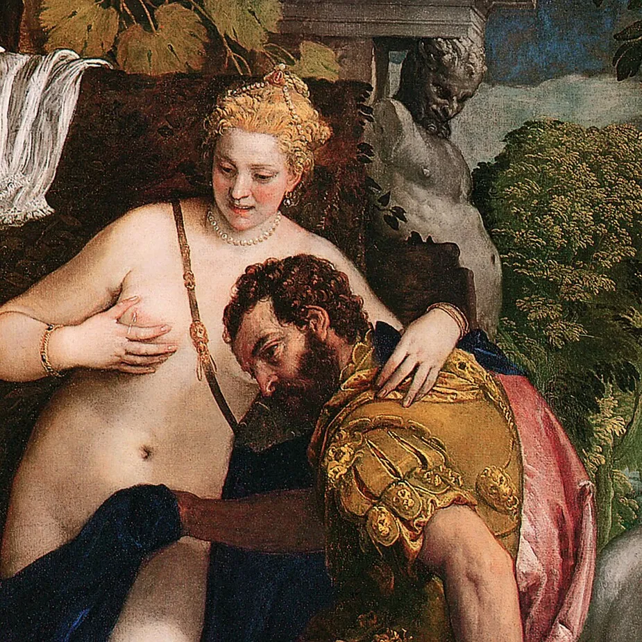 Venus and Mars United by Love Framed Canvas Replica Painting: Grande