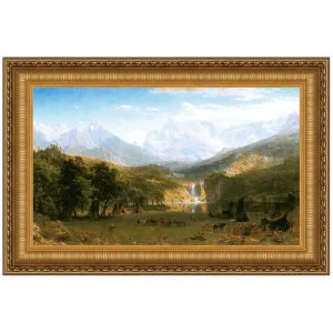 Rocky Mountains, Lander's Peak Framed Canvas Replica Painting: Medium