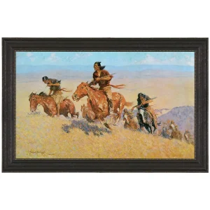 Buffalo Runners Big Horn Basin Framed Canvas Replica Painting: Grande