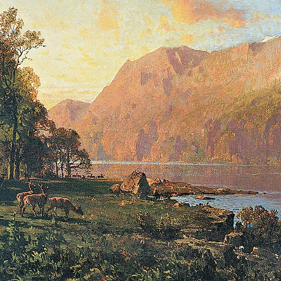 Emerald Lake Near Tahoe Framed Canvas Replica Painting: Grande
