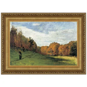 Woodgatherers at the Forest Edge Framed Canvas Replica Painting: Small