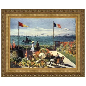 Terrace at Sainte-Adresse Framed Canvas Replica Painting: Large