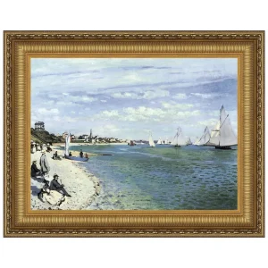 Regatta at Sainte-Adresse Framed Canvas Replica Painting: Large
