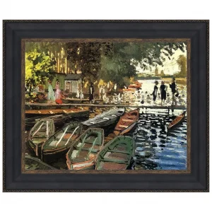 Bathers at Grenouillere Framed Canvas Replica Painting: Medium