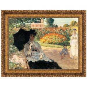 Camille in the Garden Framed Canvas Replica Painting: Small