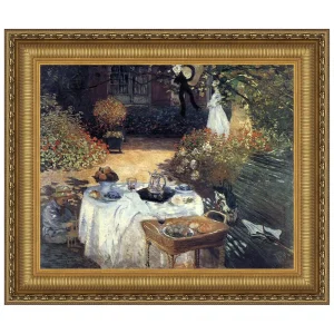 Luncheon, Monet's Garden Framed Canvas Replica Painting: Large