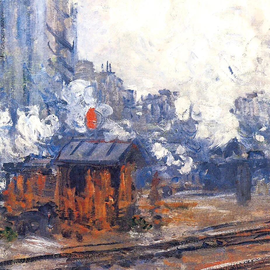 Saint-Lazare Station, Exterior View Framed Canvas Replica Painting: Grande