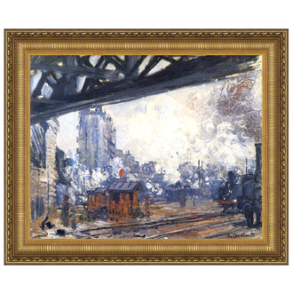 Saint-Lazare Station, Exterior View Framed Canvas Replica Painting: Grande