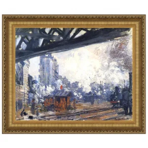 Saint-Lazare Station, Exterior View Framed Canvas Replica Painting: Grande