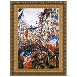 Rue Montorgueil in Paris Framed Canvas Replica Painting: Small