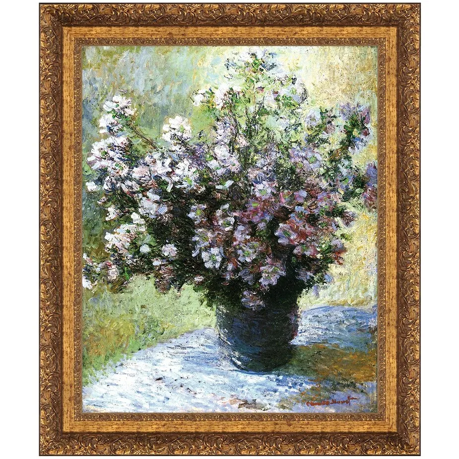 Vase of Flowers Framed Canvas Replica Painting: Grande