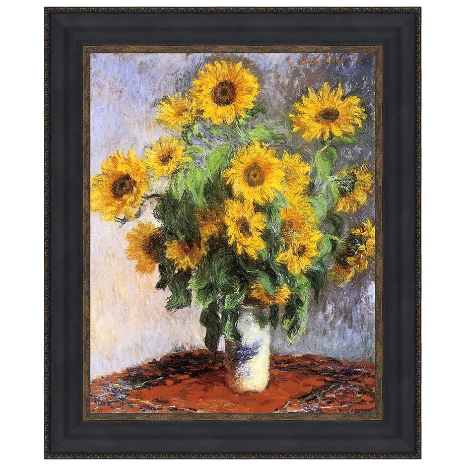 Bouquet of Sunflowers Framed Canvas Replica Painting: Small
